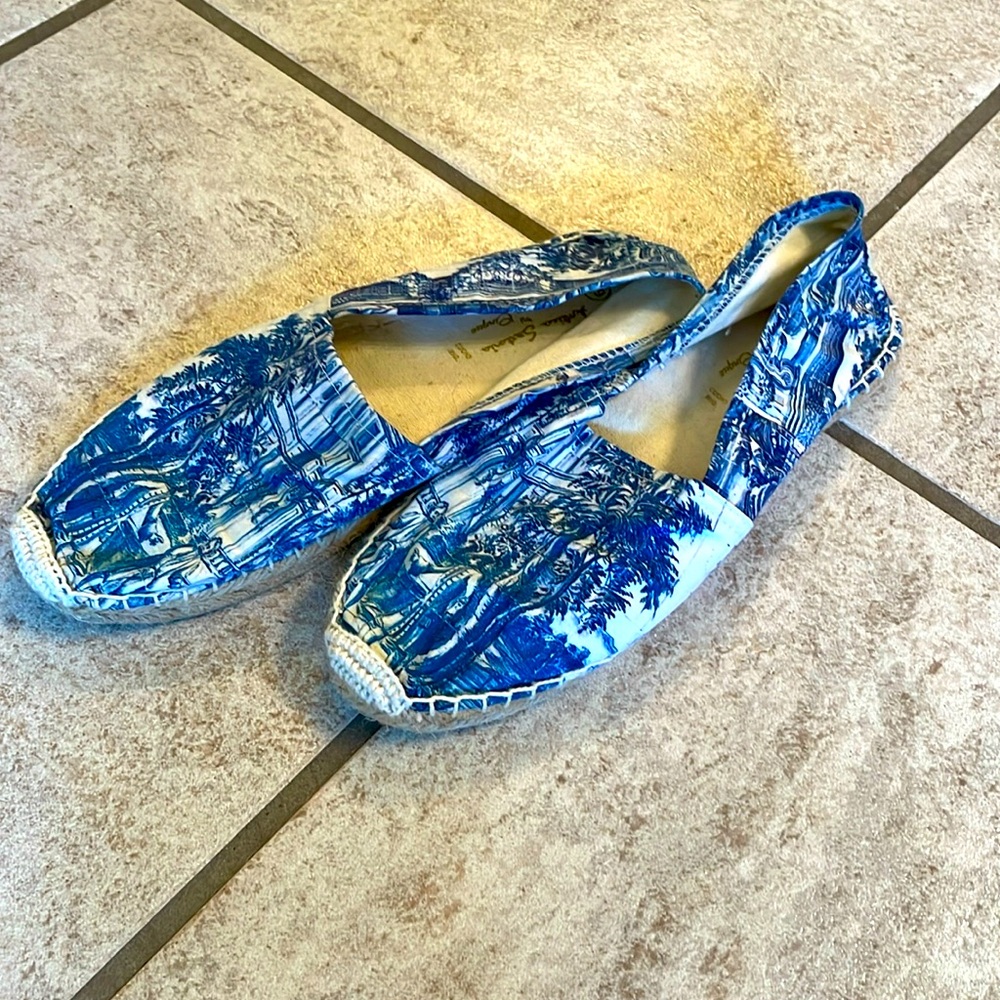 Antica Sartoria blue toile espadrilles, size 39